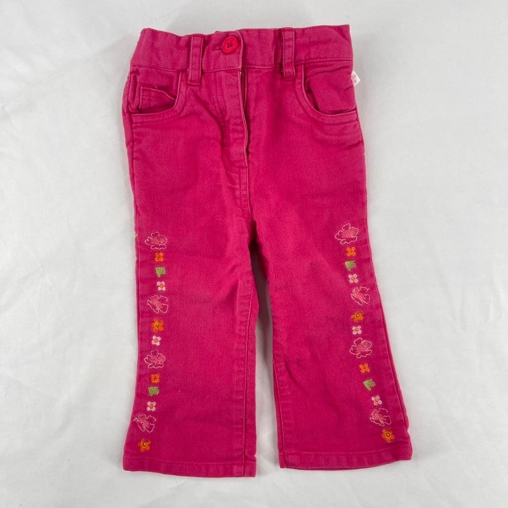 Y2K Girl's Embroidered Floral Jeans Pink Floral Toddler Infant Cotton 12 Months